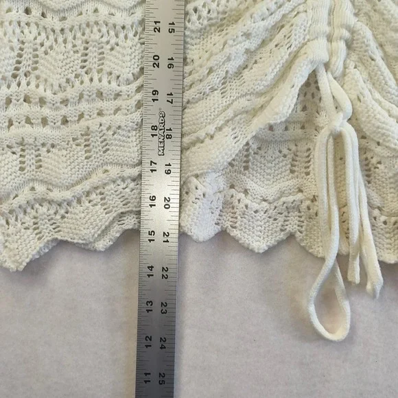 Jessica Simpson Crochet Knit Tank Top Cream Boho Drawstring Beachy Chic L - Picture 9 of 9